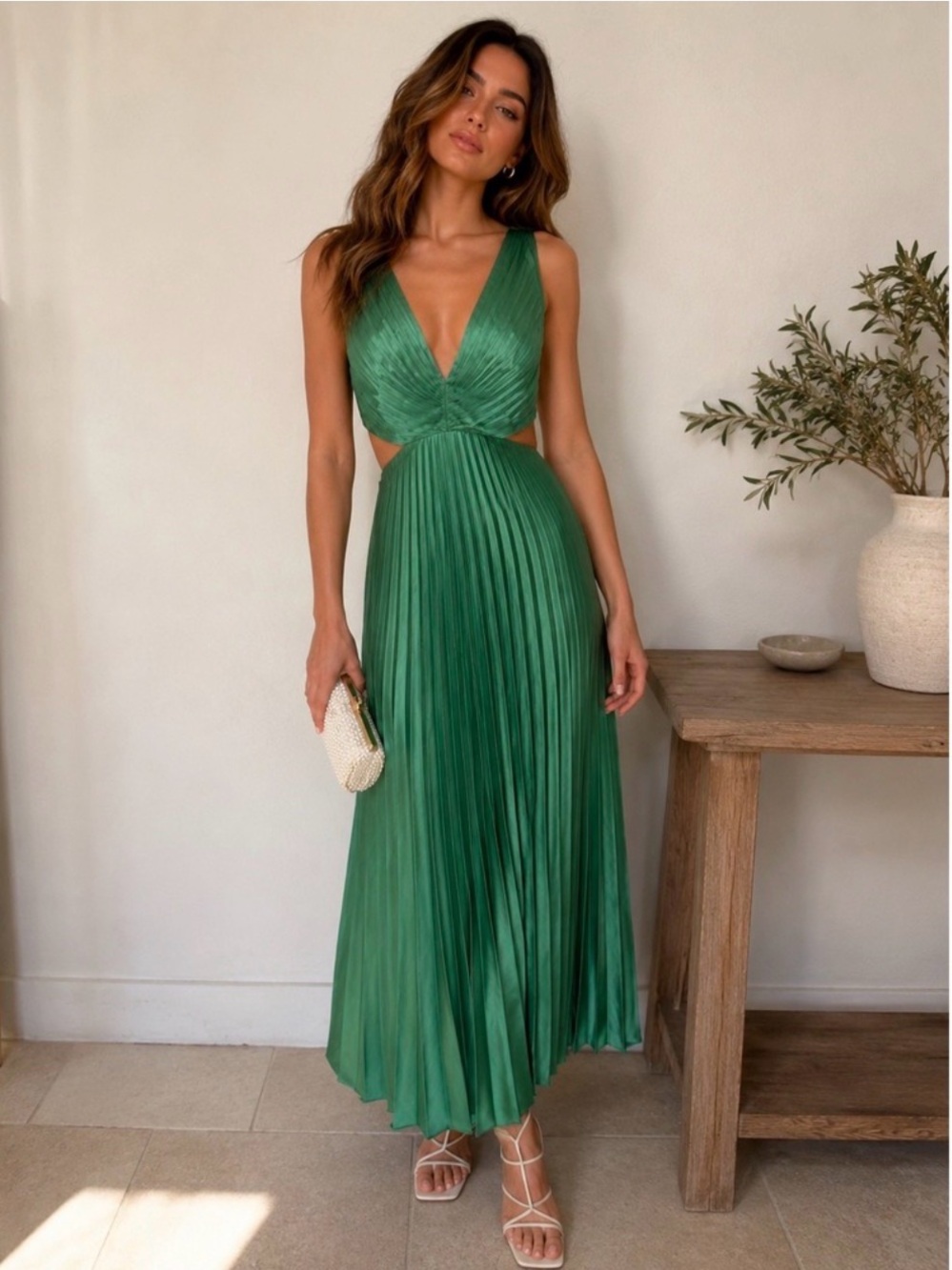 Abercrombie & Fitch Giselle Pleated Cut Out Dress